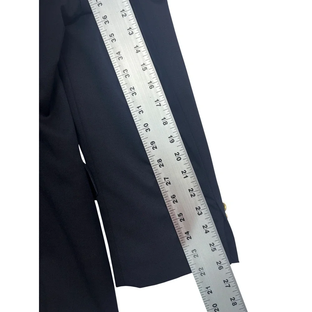 Chaps 46R Navy Blue Gold Buttons Blazer Jacket Sport Coat 100% Wool Mens Classic